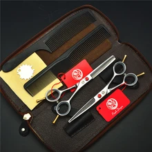 4 шт. костюм 1012Z 5,5 ''фиолетовый дракон Серебристые Парикмахерские ножницы 440C прореживающие Ножницы Профессиональные человеческие ножницы