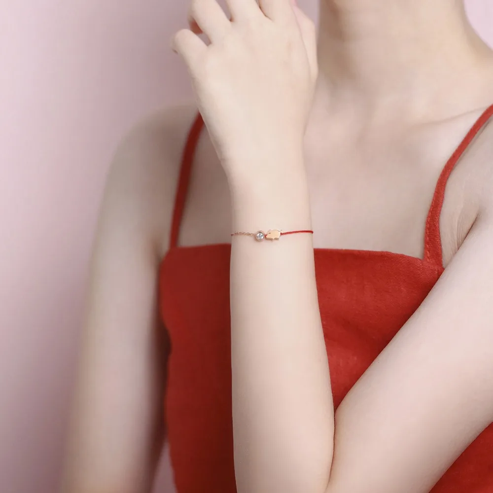 Ромашки 925 пробы Серебряный поросенок браслеты год красная линия Китайский Зодиак перегрузка подарок для женщин Девушка Подвеска Шарм