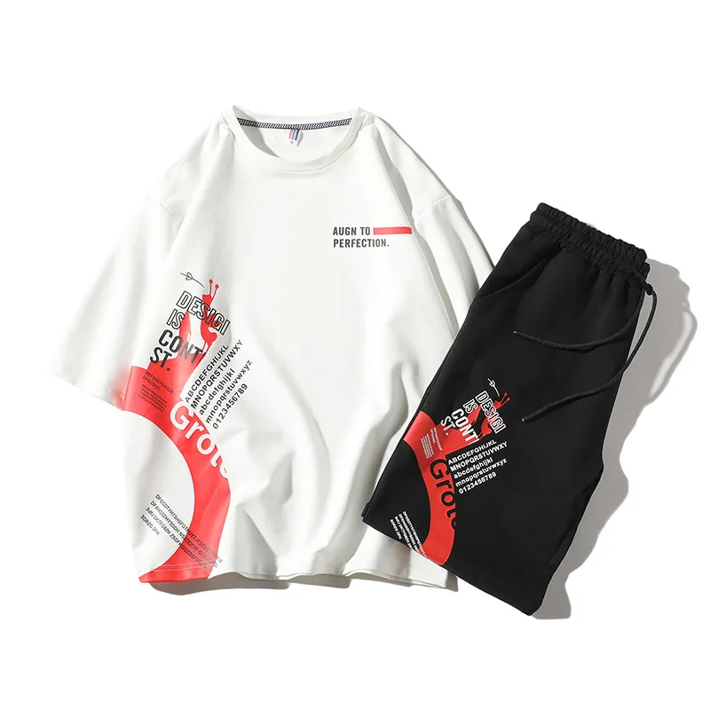 

2019 new summer style fashion printed men tracksuit o neck t shirts and streetwear shorts men set LBZ81