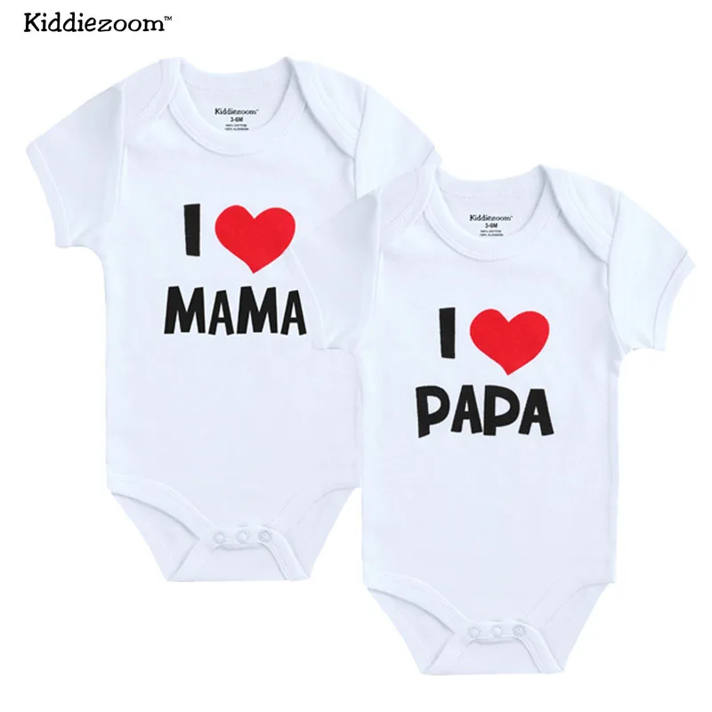 Kiddiezoom боди для ребенка мальчика I Love Papa Mama комплект одежды для маленьких девочек с принтом - Цвет: BDS2015