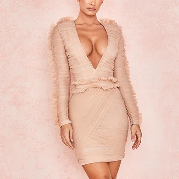 

2020 New Arrival Women Dress Celebrity Sexy Bodycon Dress Long Sleeve Evening Party Dresses Celebrity Club Clothing Autumn