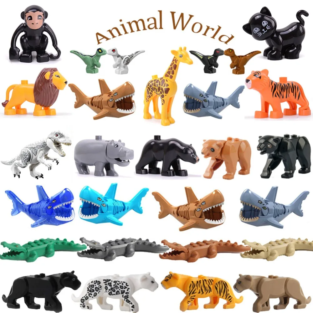 

Building Blocks Legoed Duploing Animal Series Model Figures Big Animals Zoo Big Particle Educational Toys For Kids Children Gift
