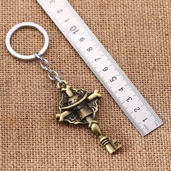 

Julie 10Pcs/lot Japanese Anime One Piece White Beard Brown Zinc Alloy Keychain 7.0x4.0cm Key Ring for Boyfriend porte clef