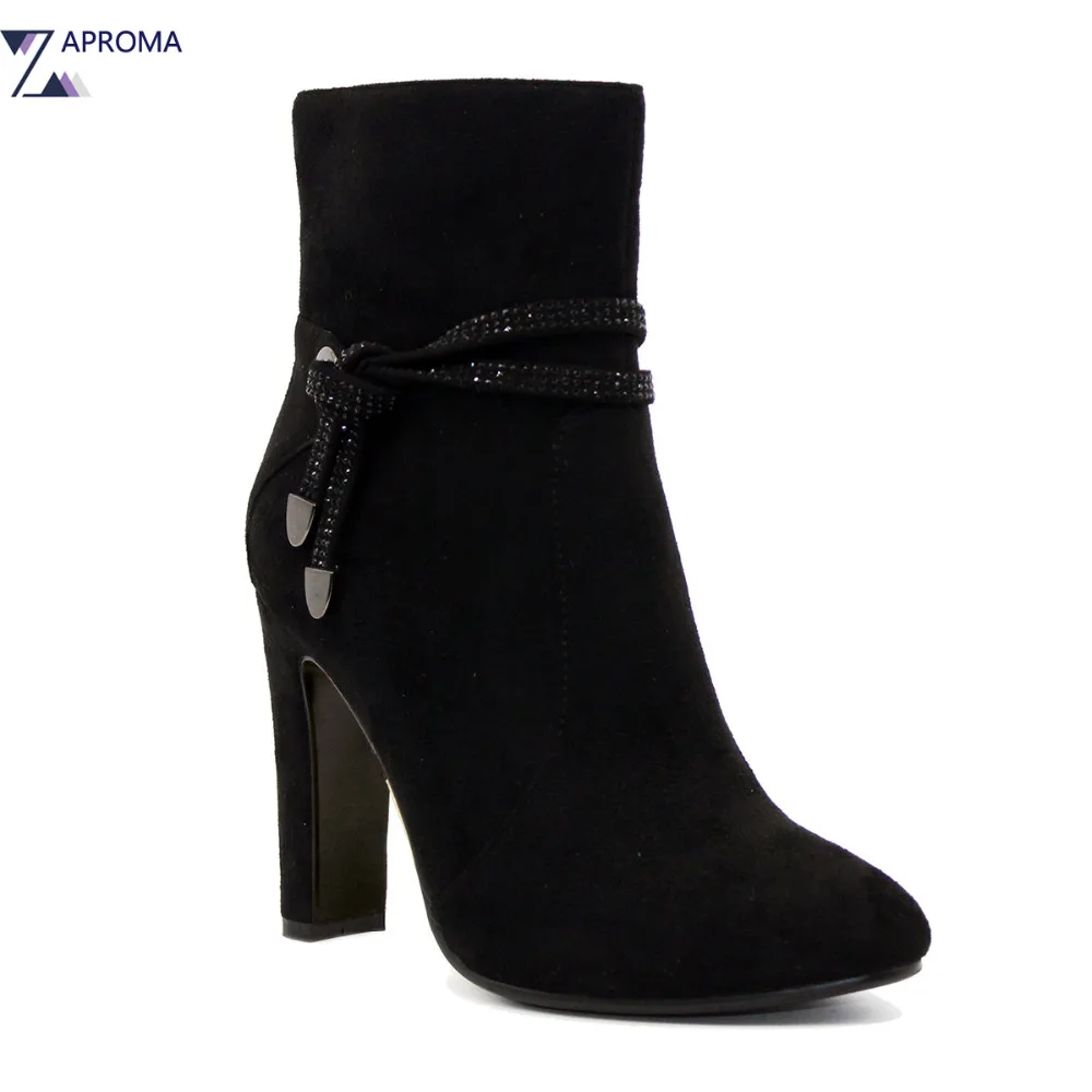font b Women b font Ankle Strap Chunky Heel Ankle Boots Elegant Suede Super High