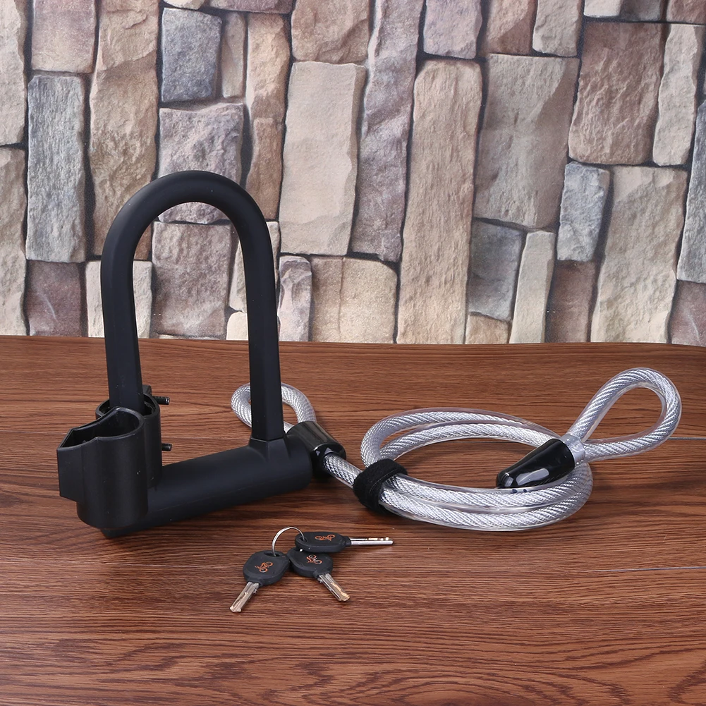 

Bicycle Pocket U Shape Lock Motorcycle MTB Mountain Bike Security Cycling Cable Anti-Theft Lock Set with 4 feet Steel Cable