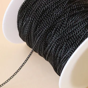 

2-4MM Red Copper Metal Free Nickel Dark Black Color Curb Chains Jewelry Necklace Fashion Links Finding 100M Pick Up Sizes