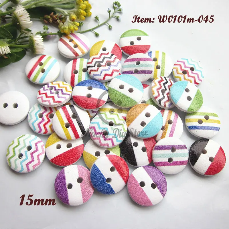 Sewingbuttons100pcs15mmmixedwoodbuttonsforscrapbookingcrafts