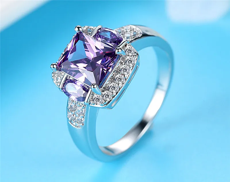 Trendy Purple Square AAA Zircon Stone Ring Round Finger Rings for Women Men Engagement Jewelry Wedding Bague Femme Anillos R420 (7)