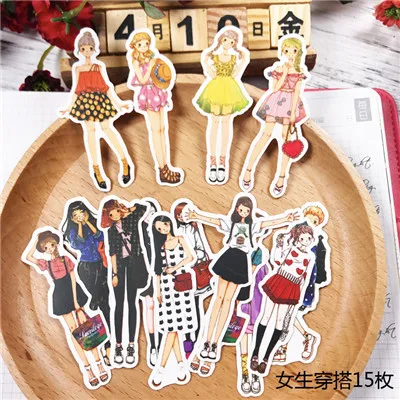 1pack girl sticker PVC Scrapbook hand book diary Stickers kawaii cartoon girls waterproof stickers toys kids children pegatinas - Цвет: 3