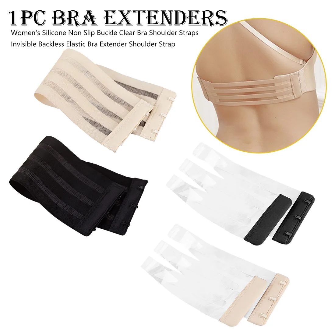 

Silicone Non Slip Buckle Clear Bra Straps Invisible Transparent Bra Strap Backless Elastic Bra Extender Shoulder Strap extender