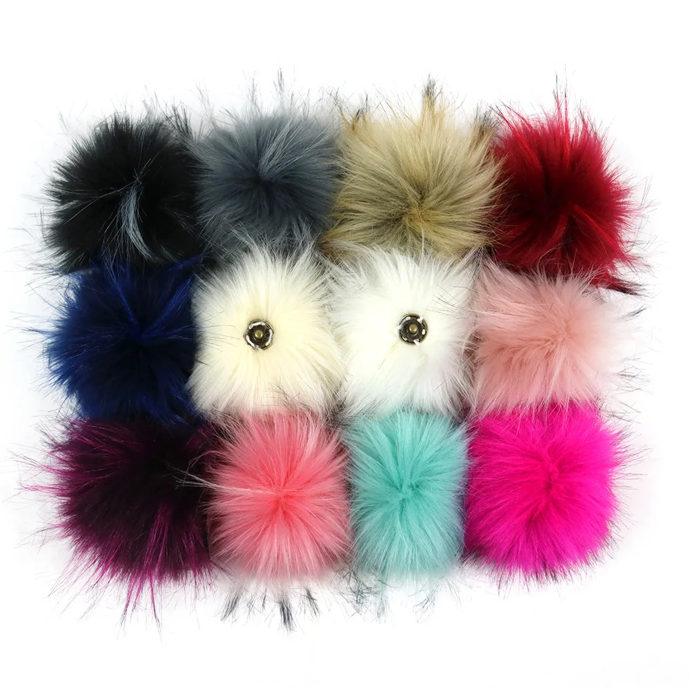 

10Pcs 10cm PomPom Ball Faux Raccon Furling DIY Fluff Balls for Pom Pom Hats Key Chain Scarf Pompoms Accessories