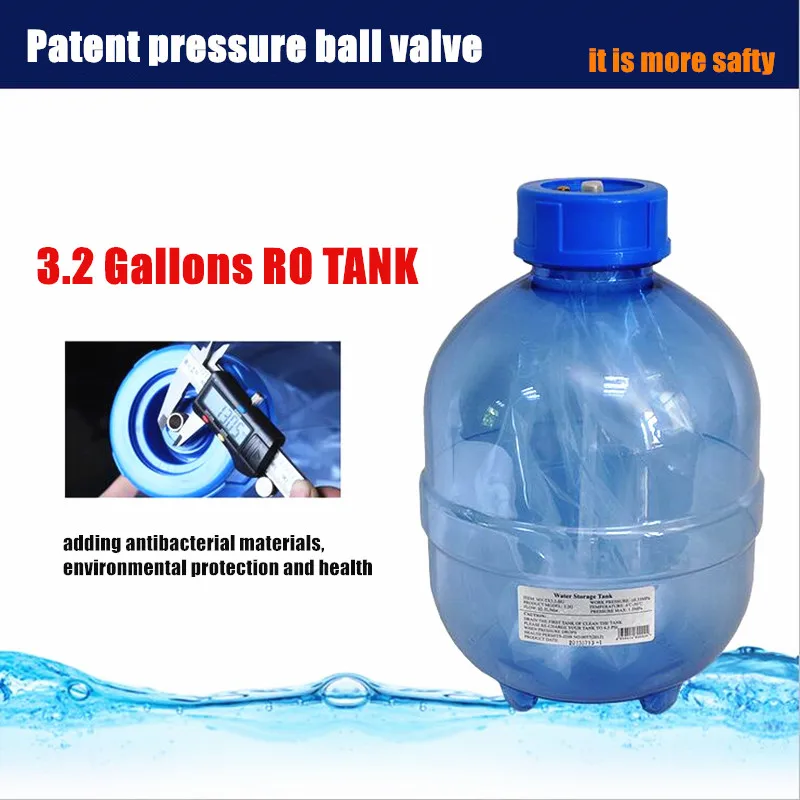 

Transparent RO TANK REVERSE OSMOSIS WATER STORAGE TANK 3.2 GALLON PRESSURE BUCKET WATER PURIFIER PARTS+ BALL VALVE!!