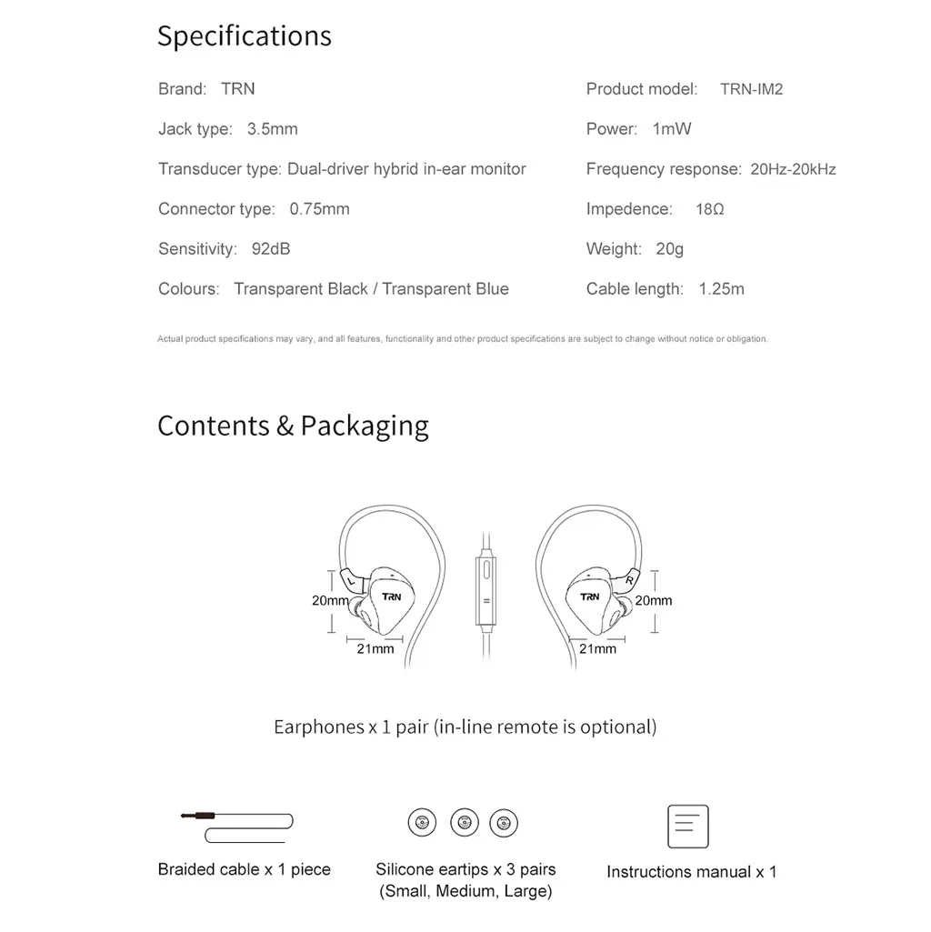 VOBERRY для TRN IM2 EarHIFI 6-yuan кольцо железная гарнитура телефон сабвуфер беспроводной микрофон Высокая точность