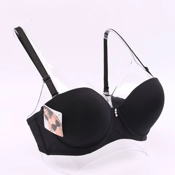

Mozhini Half Cup(1/2 Cup) Sexy Underwire Beading Solid Bras White Color Thicken Sexy Bra Padded Top Chest Push Up Bra For Girls