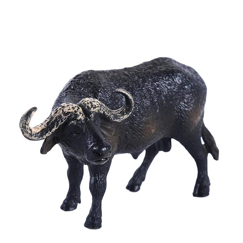 

African Buffalo Model Zoo Plastic Solid Water Cow Classic Toy Domestic Animal Model Wild Animals Toys Set Cattle Black