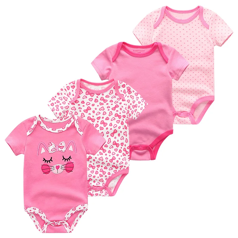 Kiddiezoom/ Одежда для новорожденных девочек 0-12 месяцев, комплекты одежды из 4 предметов, Roupas de малыш Bebe, Одежда для новорожденных малышей, хлопковые топы - Цвет: Clothing Sets4033
