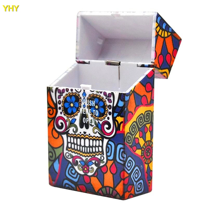 Newest Colorful Human Skeleton Skull Cigarette Cases 95MM Plastic Storage Box High Quality Exclusive Design Automatic Opening07