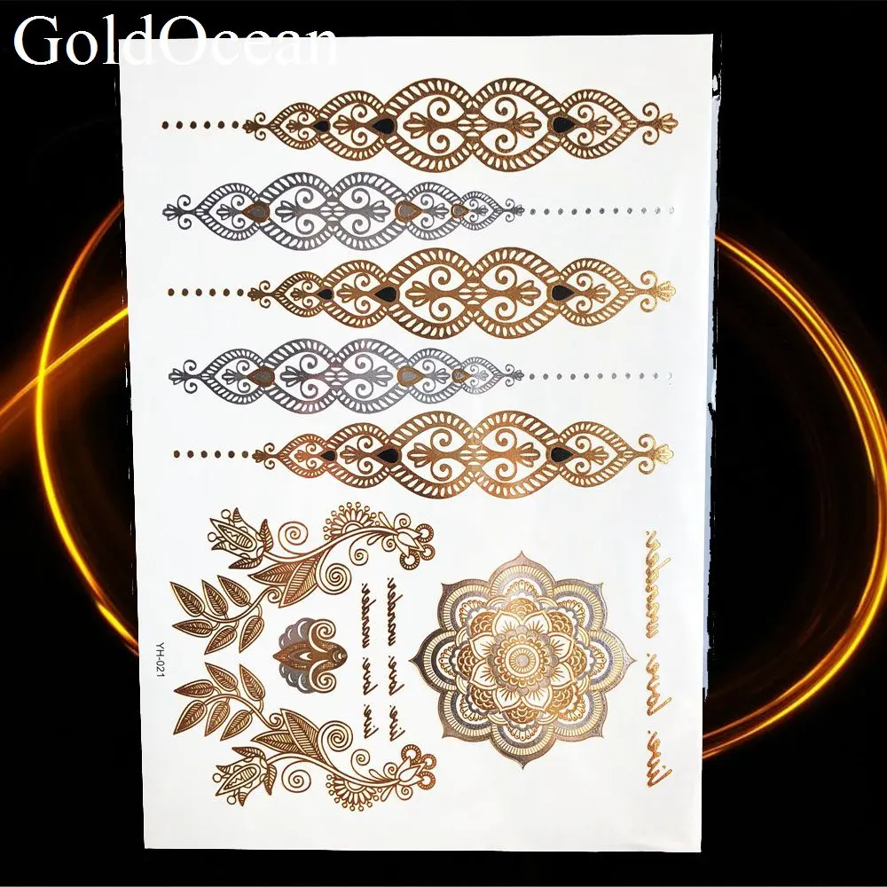 Индийские цепочки золотые металлические временная татуировка наклейки серьги
