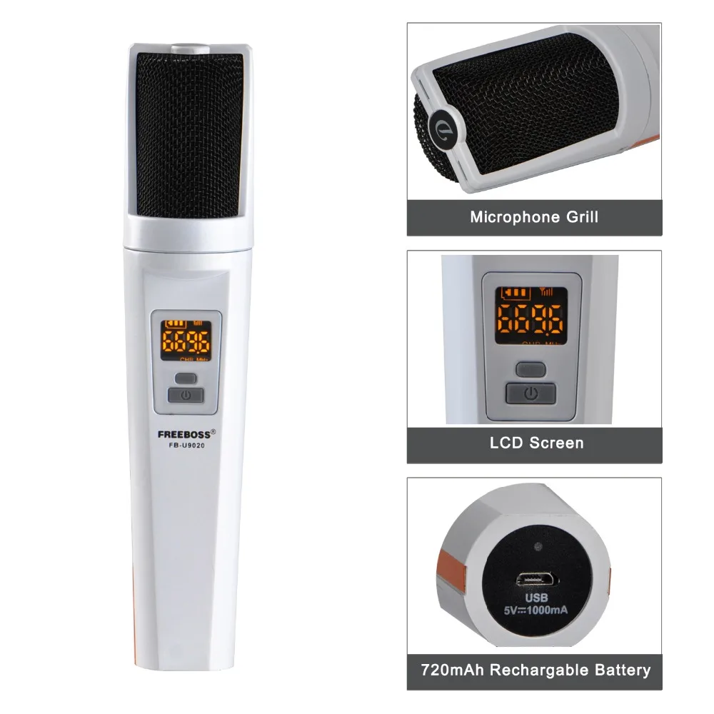 FREEBOSS FB U9020 2 Way 2x30 Регулируемая частота ручных Bluetooth микрофона для вечеринок церкви