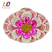 Neueste Rosa Kristall Mode Frauen Clutch Diamant Abendtasche Grün Luxury Diamante Partei Geldbörse für Prom braut Kupplungen SC486