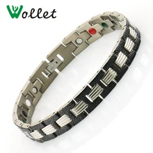 Wollet Модные женские мужские ювелирные изделия черные и золотые магнитные браслеты из чистого титана для женщин и мужчин