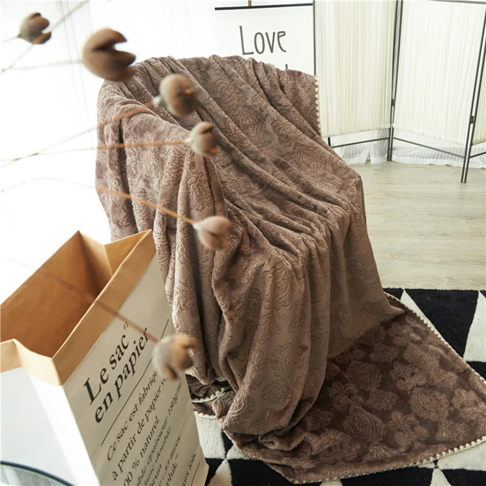 Multi size fleece blanket for adults solid color flannel bed cover for