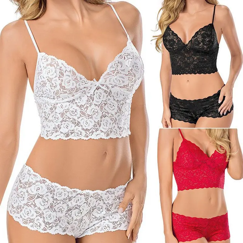 

1 Set Women Lady Tube Top Bra Panty Lace Breathable Elasticity Fashion Birthday Gift NGD88