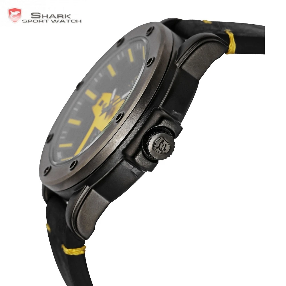 Greenland Shark 2 Series Sport Watch Yellow Date Crazy Horse Leather Band Strap Quartz Men Clock montre homme Wrist Watch /SH455 Greenland Shark 2 Series Sport Watch Yellow Date Crazy Horse Leather Band Strap Quartz Men Clock montre homme Wrist Watch /SH455