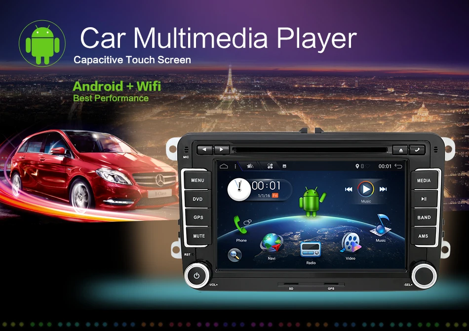 Clearance Andriod 9 2 din 7" Car DVD gps Navi for Volkswagen golf 4 golf 5 6 SEAT touran passat B6 caddy transporter t5 polo tiguan Radio 0