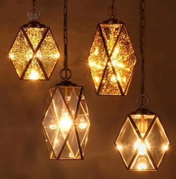 

Vintage Retro made of glass all copper single head dining room bedroom balcon corridor single pendant light ZH FG999