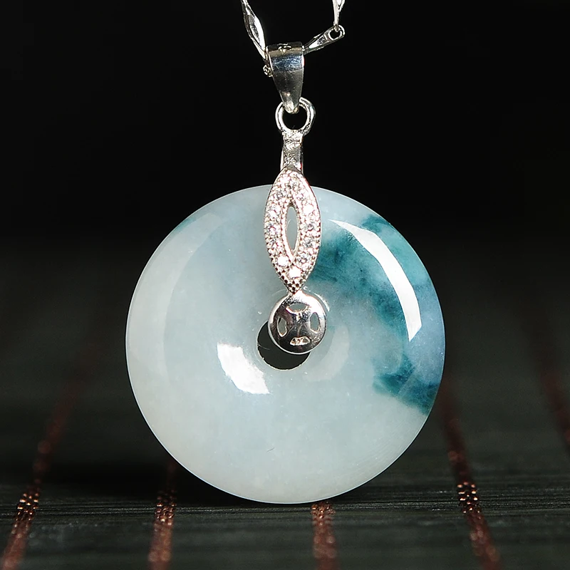 

Fine jewelry Jade pendant Hand carved jade Peace buckle pendant necklace Attached lanyard Included certificate