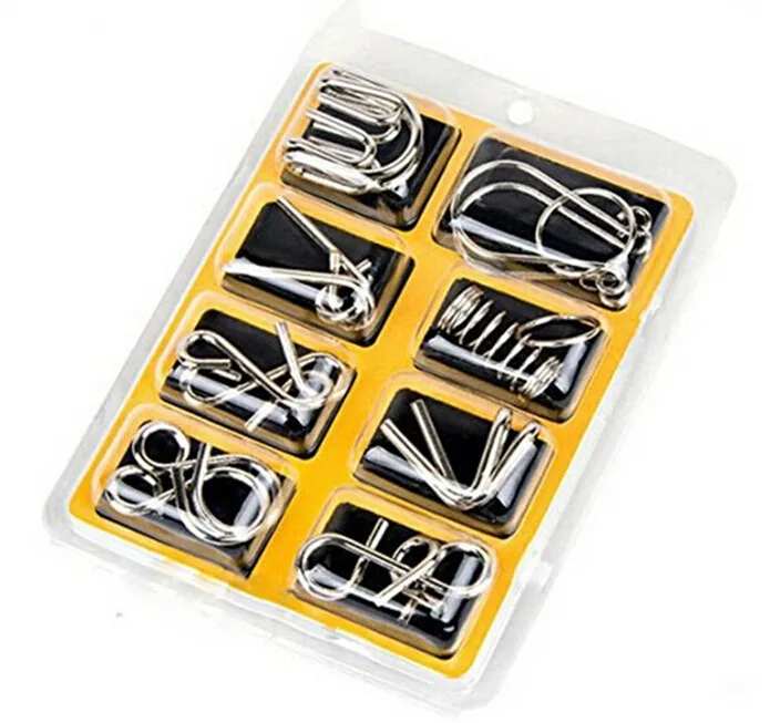

8PCS/Set Metal Wire Puzzle IQ Mind Brain Teaser Puzzles Game for Adults Children Kids