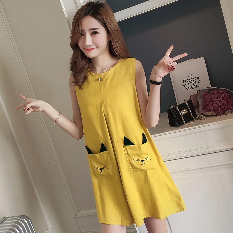 

HI BlOOM Newest Maternity Dress Cat Pocket Orange Sweet Loose Hem Pregnant Dresses For Women Lady Pregnancy Clothes Freeshipping