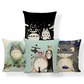 

Miyazaki Anime Totoro Cushion Cover Scarecrow Christmas Hat Pillow Rock Baby Birth Gifts Throw Pillow Cover 45X45Cm Polyester