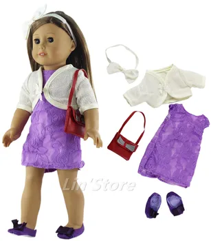 

5 PCS Set Doll Clothes Outfit Clothes+bag+shoes for 18" inch American Doll