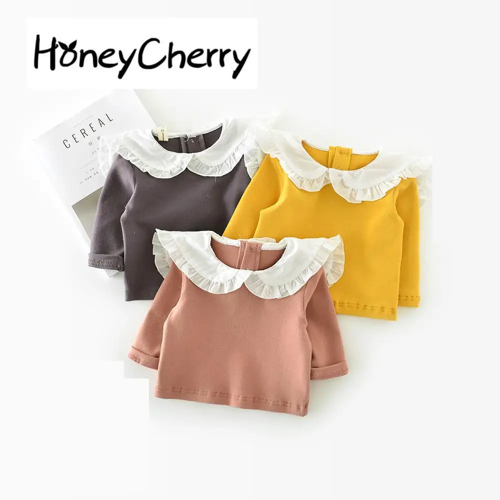 

Baby t-shirt Daughter Child Explosion 2017 Autumn And Winter Lotus Leaf Collar Cotton Shirt long Sleeves Baby Shirt