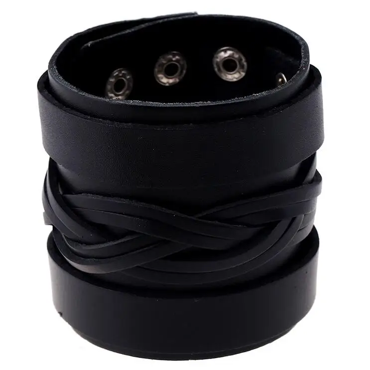 Модные Винтажные черные плетеные широкие кожаные плетеные браслеты панк Шарм Байкер Пряжка браслет Ретро Браслеты для женщин мужчин ювелирные изделия