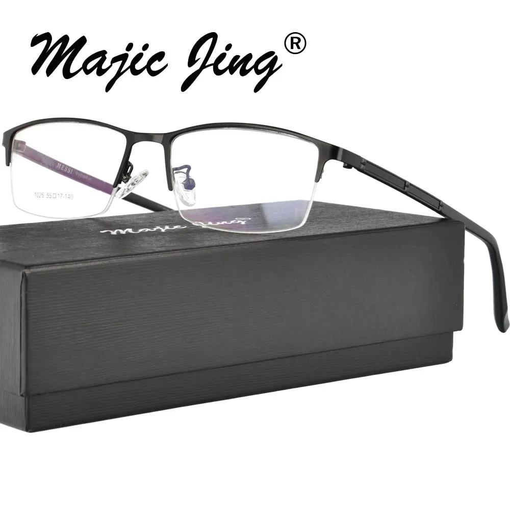 Магия Jing металлическая оправа с TR храм рецепту очки половина обод RX оправы очки, очки для мужчин MX1025