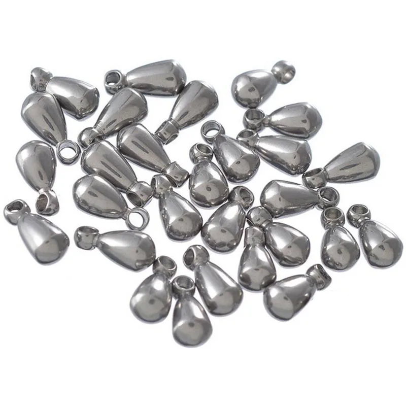 

20pcs Stainless Steel Silver Extender Chain Ends Drop Charm Findings Water Drop Charms Terminators Extender Chain Ends 6x3mm