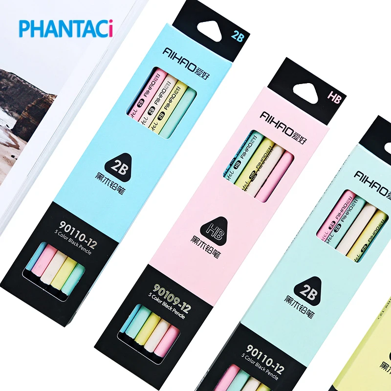 

12 Pcs/Lot Candy Color Pencil Black Wood Standard 2B Macaron Pencils For Writing Drawing Lapis De Cor Stationery Office School