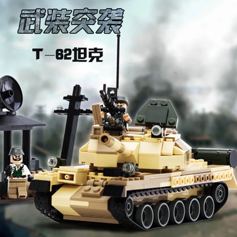 

GUDI 2016 New Military War Soviet Army T-62 MBT Tank Model Building Blocks Armored Military Tank Kid Toy Compatible With gift