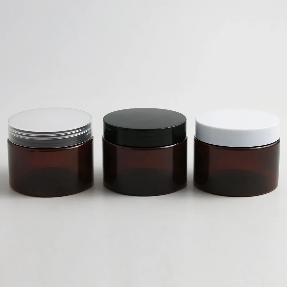 

24 x 150g Empty Amber Cosmetic Cream Containers Cream Jars 150cc 150ml for Cosmetics Packaging Plastic Bottles with Plastic Cap