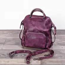 Real Cowhide Genuine Leather Backpack Women’s Bag Vintage Designer Girls Travel School Bags Famous Brand Female Laptop Rucksack