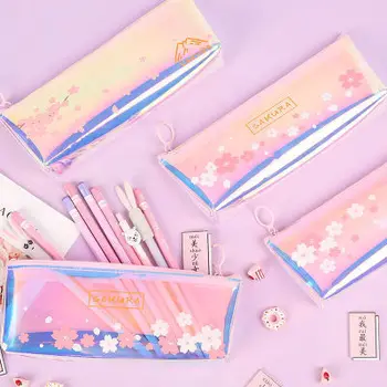 

1Pcs Kawaii Pencil Case Girl heart cherry blossom Estuches School Pencil Box Pencilcase Pencil Bag School Supplies Stationery