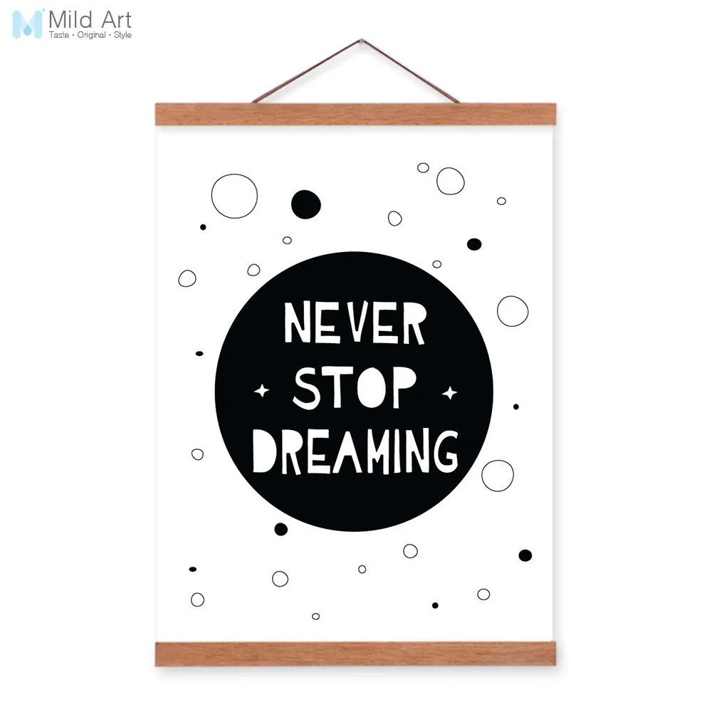 Modern Hitam Putih Motivational Quotes Tipografi Kayu Framed Kanvas