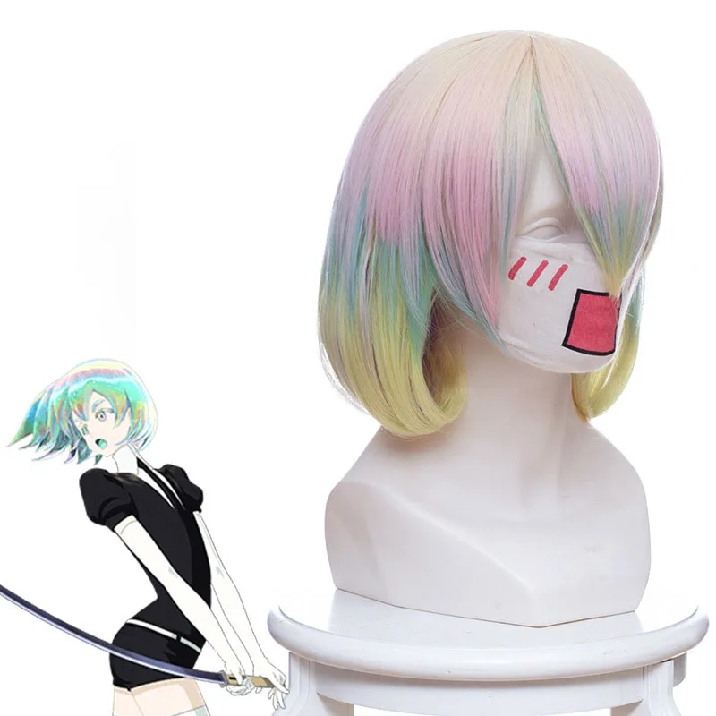 Coshome Anime Land Of The Lustrous Phosphophyllite Wig Houseki No Kuni Cosplay Wigs Red Green Black Hair (13)