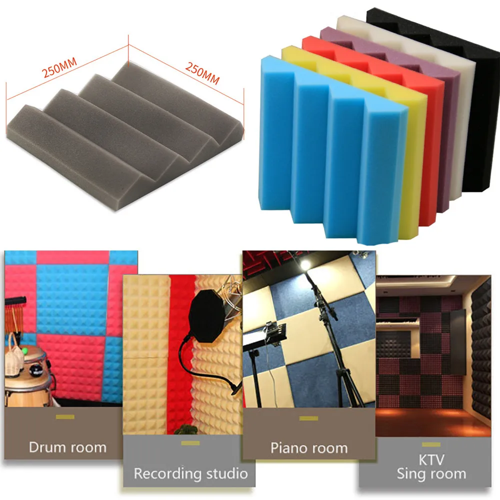 

2019 New Acoustic Foam Panel Sound Stop Absorption Sponge 25x25x5cm Studio KTV Soundproof Bedroom Living Room Stickers Wallpaper