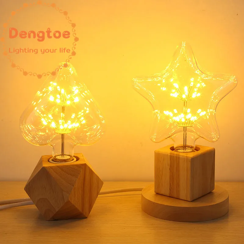 

Dengtoe Nordic Solid Wood polyhedron Table Lamps living room bedroom desk bedside EU plug switch line E27 Wooden Read lamp