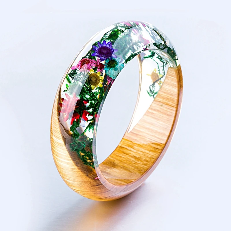 

Wood and Resin Transparent Bracelets for Women Handmade Unique Bracelet Femme Pulseira Feminina Fashion jewelry Pulseiras