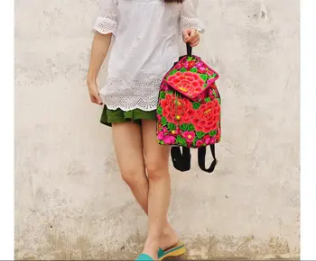 

2016 Women's backpack!Hot National trend embroidery backpack Floral Nice embroidered shoulder bag canvas backpack bag